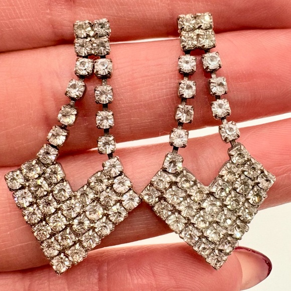 Jewelry - Vintage Paste Rhinestone Dangle Earrings Pierced